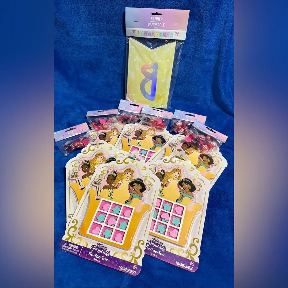 Disney Set of 6 Party Favors and 1 Banner Pink and White Set - NWT
